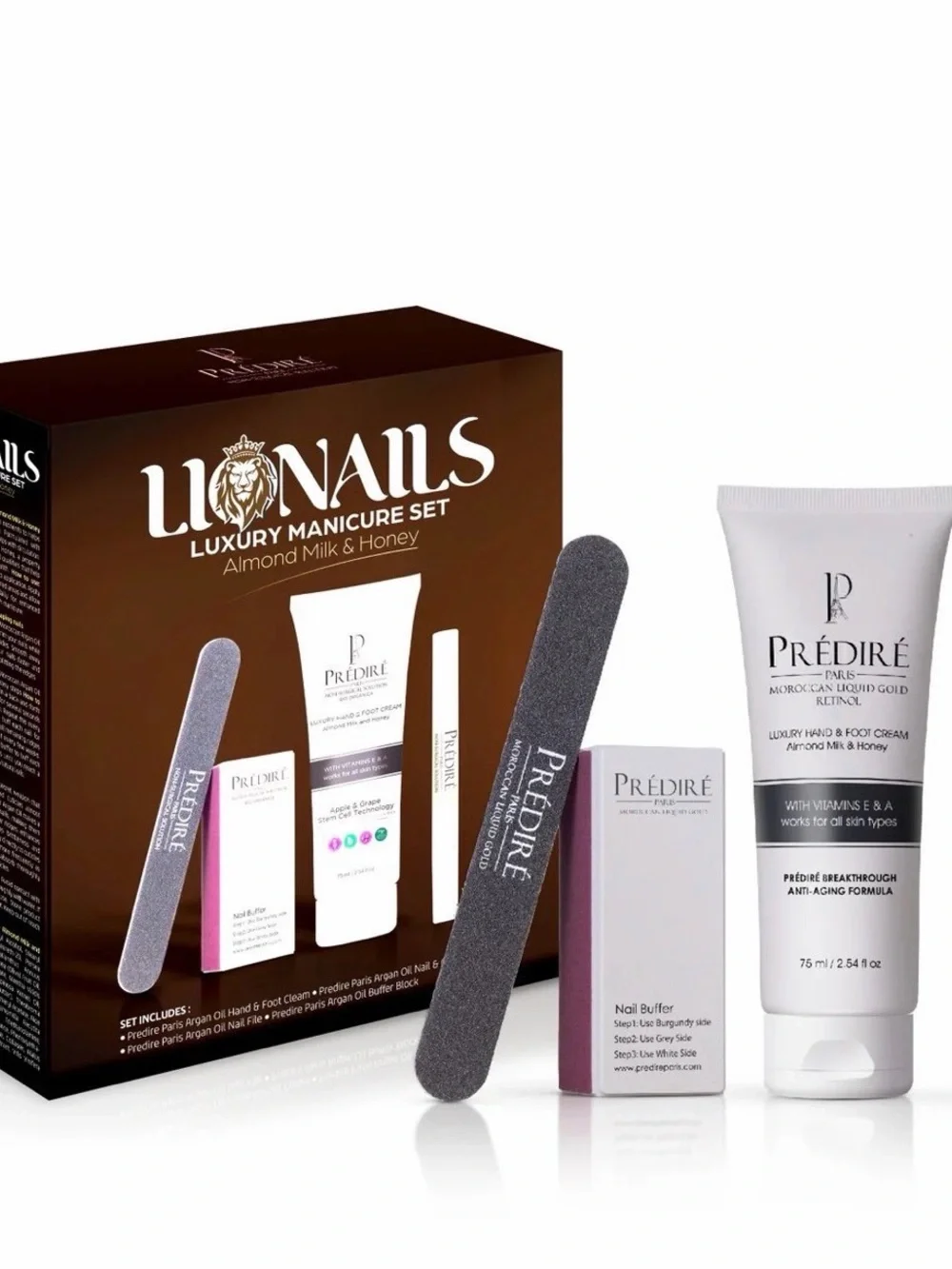 Lionails Luxury Manicure Set~Almond Milk and Honey 4-Piece Set Sealed Brand New